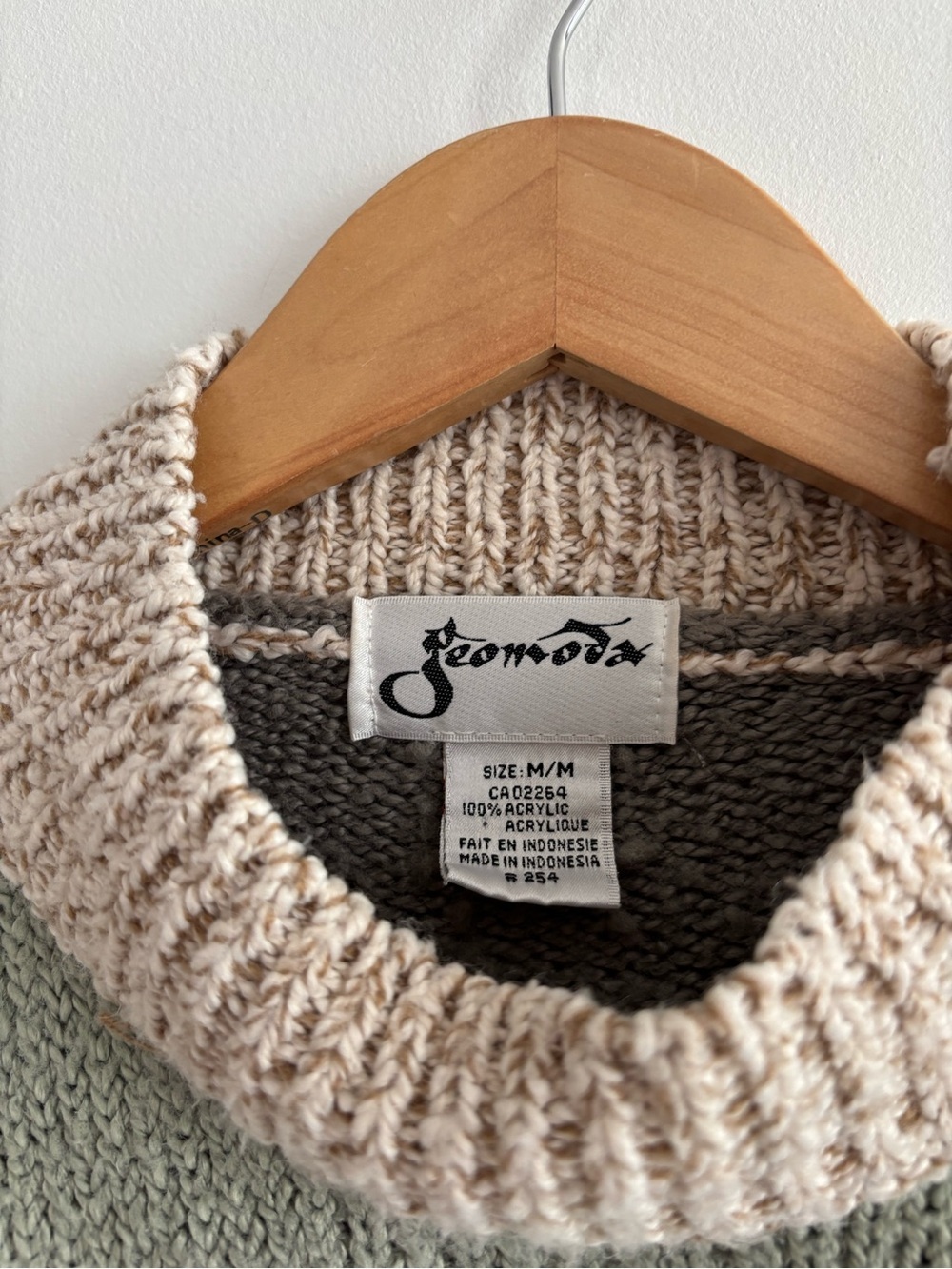 Vintage Geo-Block Abstract Neutral Pattern Mockneck Sweater - Picture 6 of 12